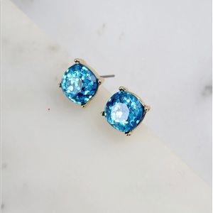 New Glitter cushion cut stud earrings